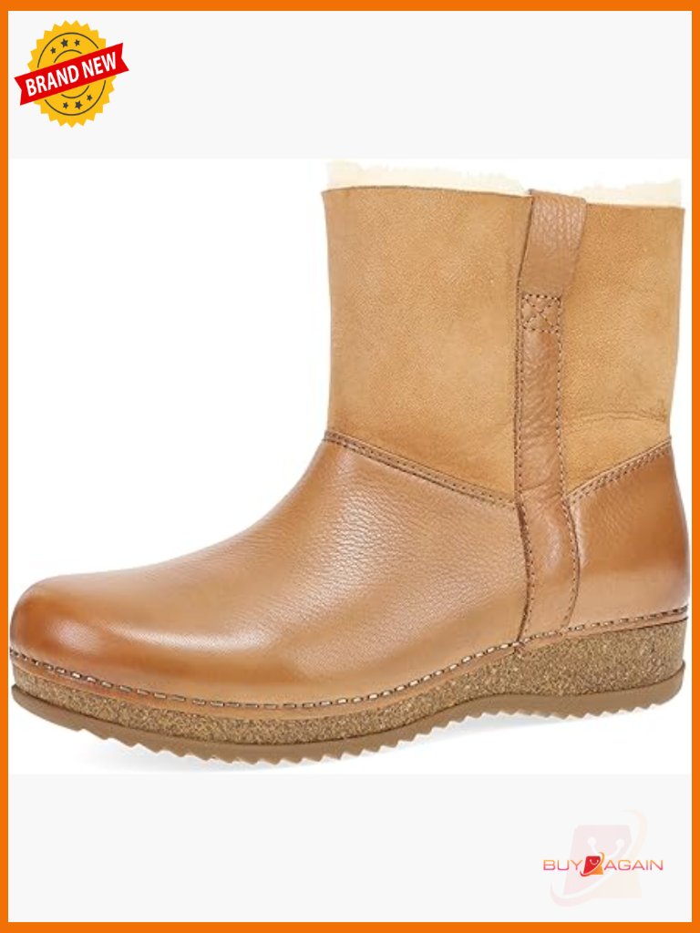 Leather Bootie With Shearling Shaft, Lightweight Rubber Outsole